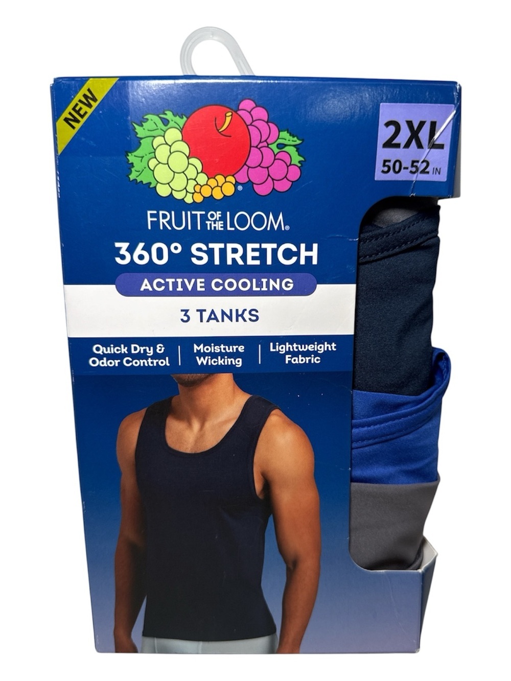 Fruit of the Loom Men's 360 Stretch Cooling Tank Tops Undershirts 3-Pack 2XL